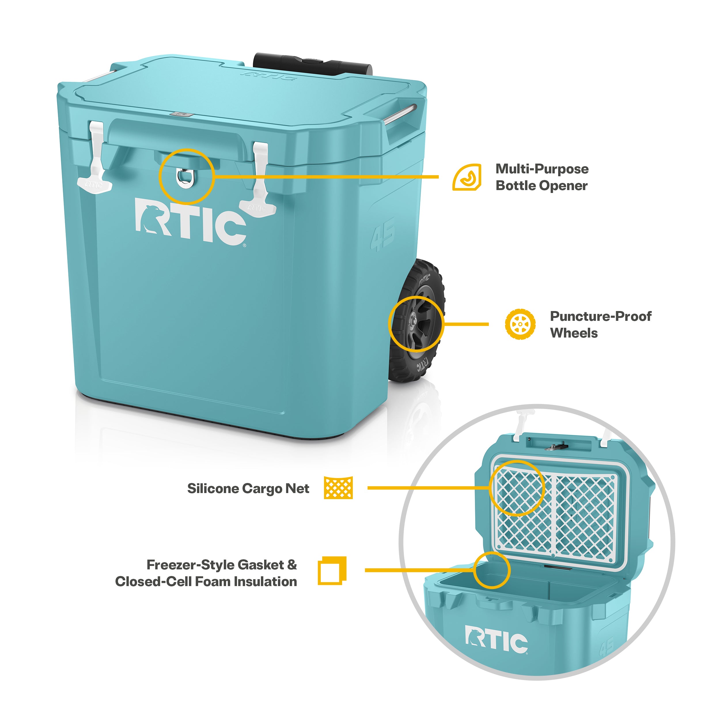45 QT Ultra-Tough Wheeled Cooler